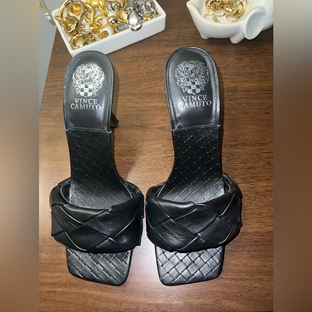 Vince Camuto Black Leather Mules
